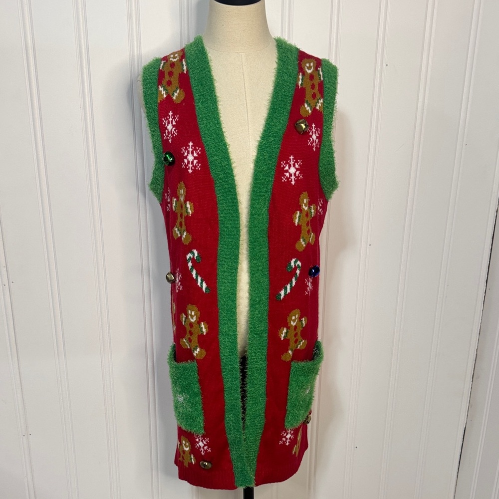 99 Jane Street Ugly Christmas Vest with Bells Size M Medium